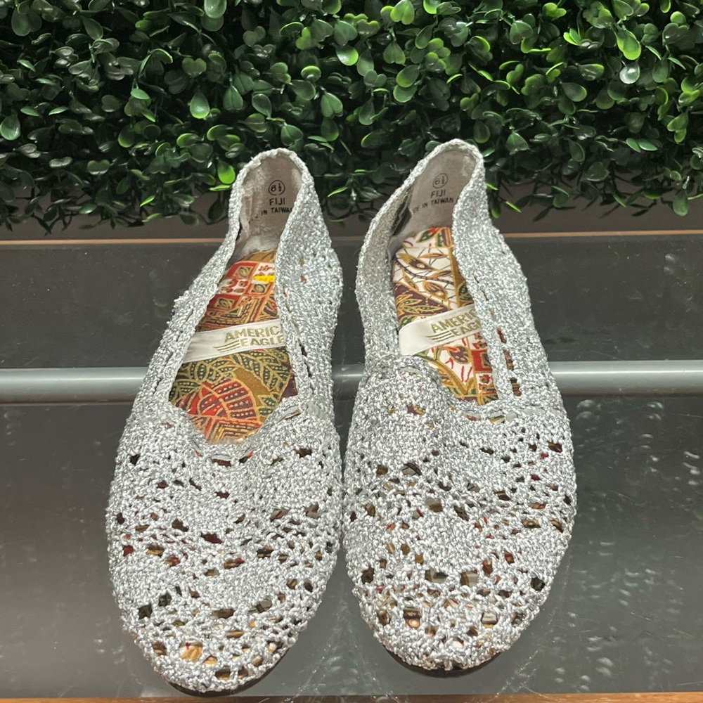 American Eagle Outfitters Glittering Silver Flats
